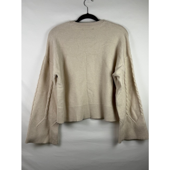 Women's Marled Cozy Soft Bell Sleeve Sweater Beige XL - Picture 3 of 5